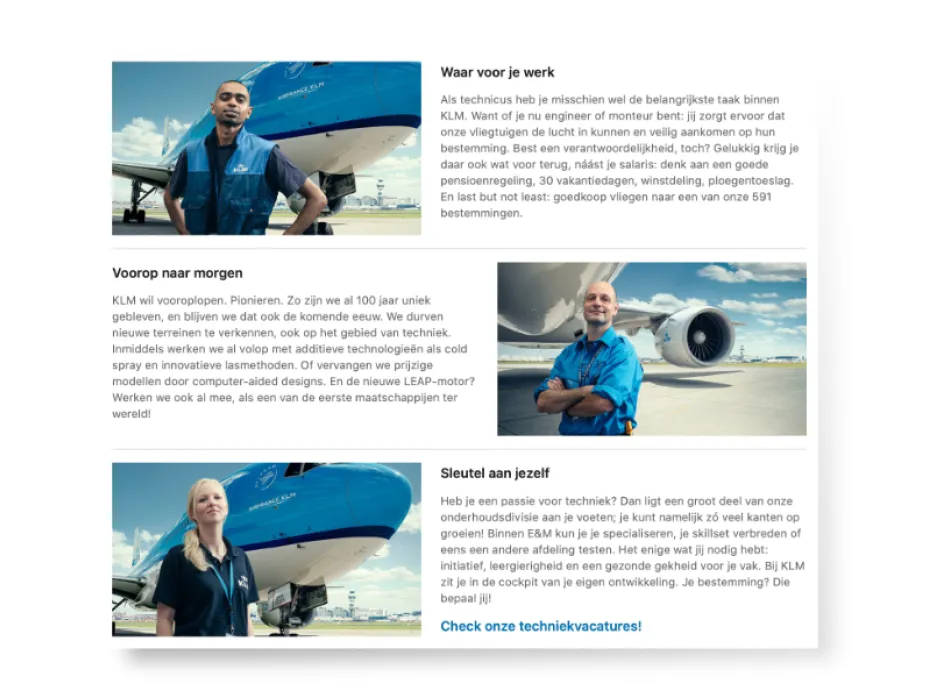KLM screenshot Linkedin page